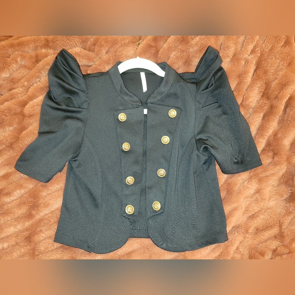 Black Cropped Open Front Cardigan